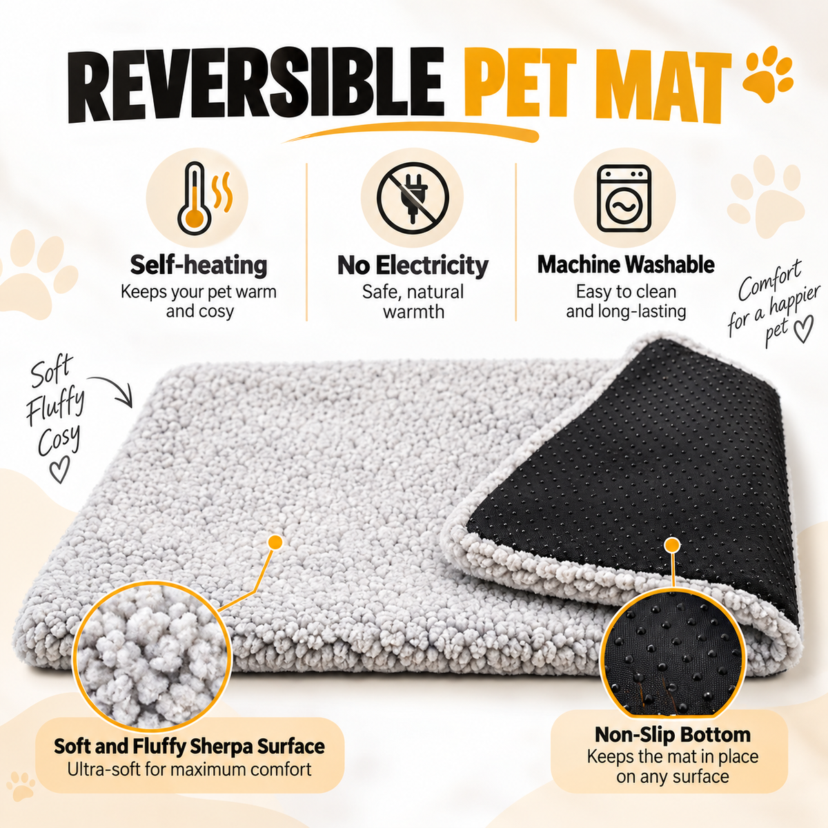 Winter Warming Pet Mattress - Washable Non-Slip Pad for Dogs & Cats