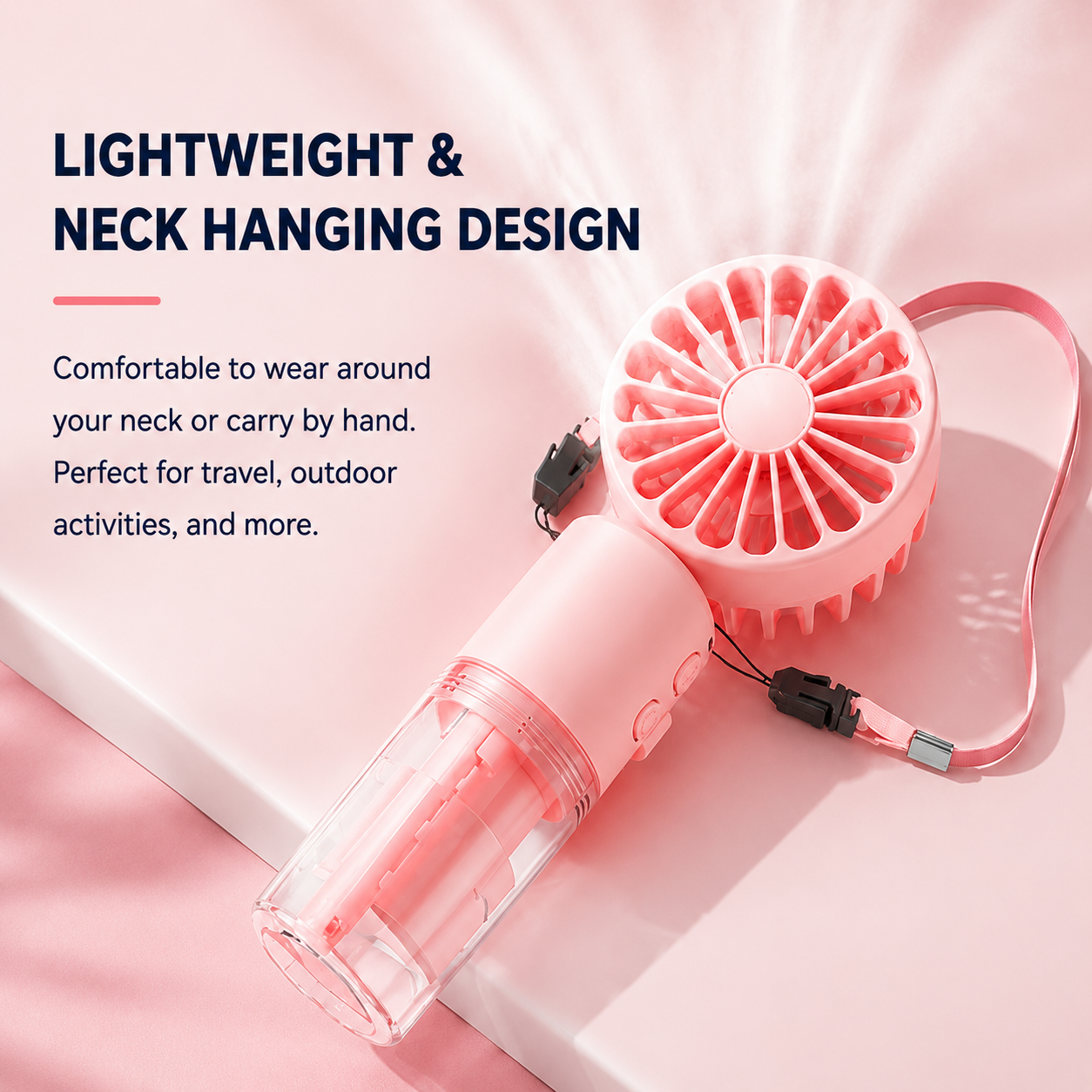 Portable Handheld Mist Fan with Water Spray | USB Rechargeable