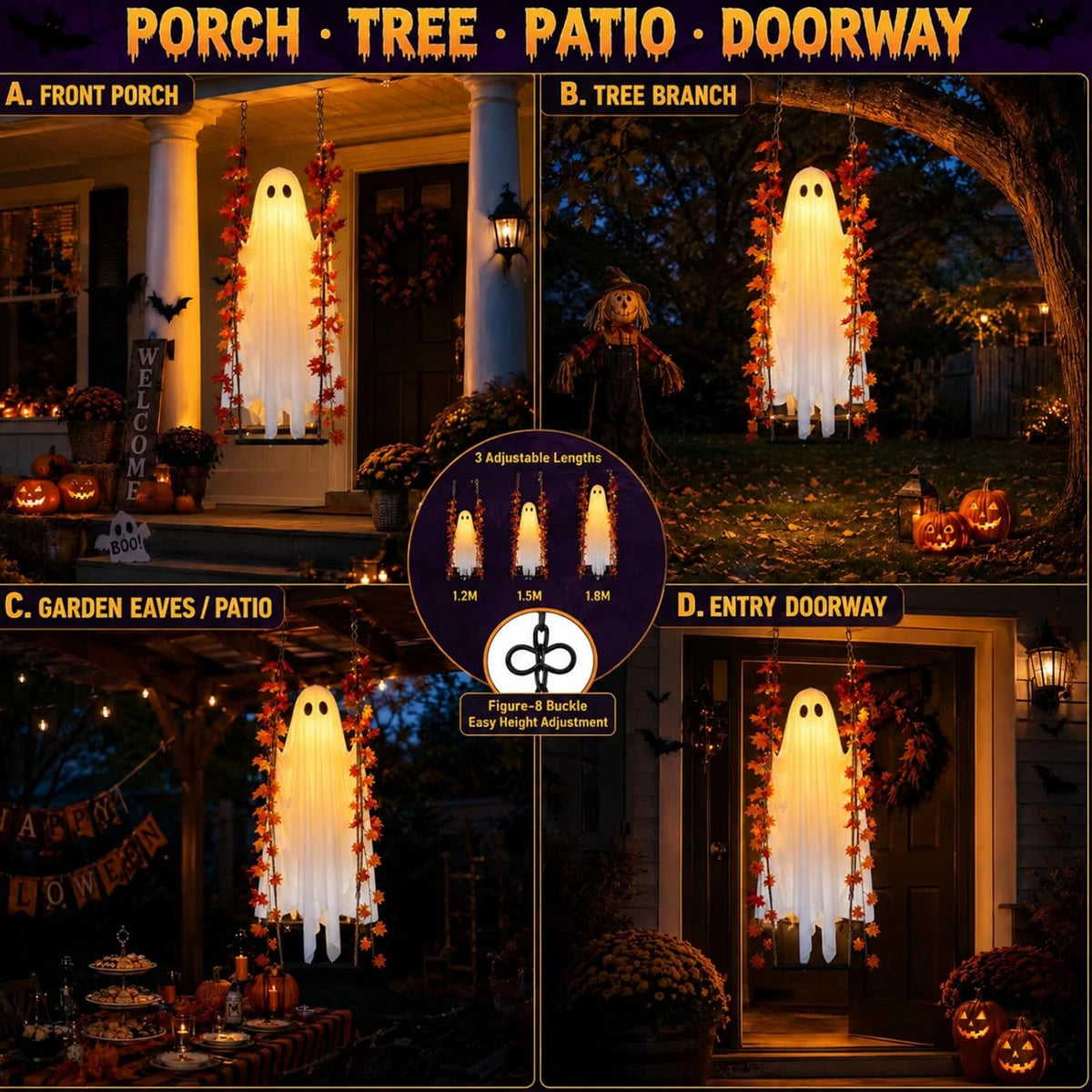Hanging LED Ghost Swing Decoration