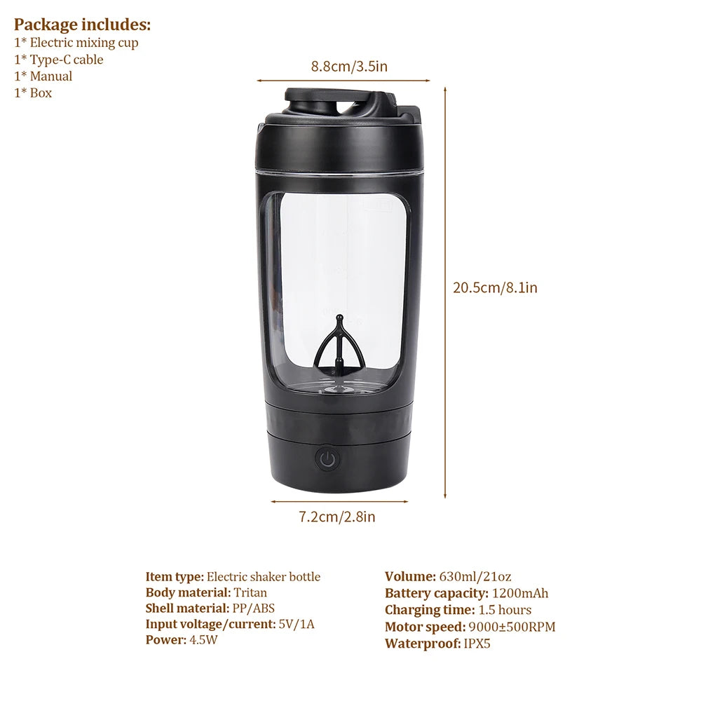 Electric protein shaker bottle, view 3