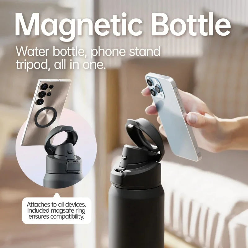Fjbottle stainless steel sports water bottle with magnetic phone holder, view 2